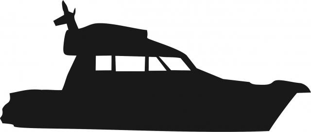 Cabin Cruiser Silhouette Laser Cut Appliques (Size: 9"W, Direction: facing right)