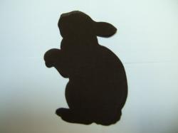 Easter Rabbit Laser Cut Appliques (Size: with FUSIBLE - 4"H	, Color: Brown  , Direction: Facing right)