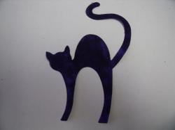 Witch's Cat Laser Cut Appliques (Size: with FUSIBLE - 5"H, Color: Tonal - Purple  , Direction: Facing right)