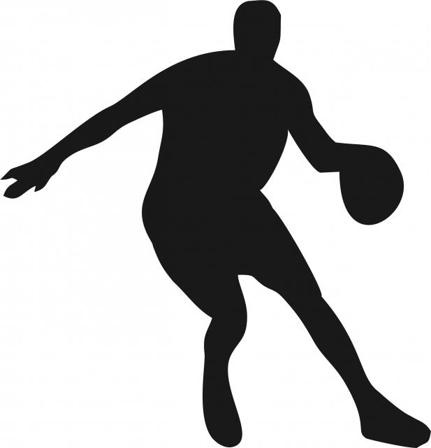 Basketball Player Passing Silhouette Laser Cut Appliques (Size: 8"H, Direction: facing left)