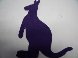 Kangaroo Laser Cut Appliques (Size: with FUSIBLE - 6"H, Color: Purple , Direction: Facing right)
