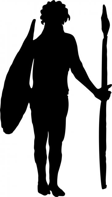 Aboriginal Hunter #3 Laser Cut Silhouette  (Size: 9"H, Direction: facing right)