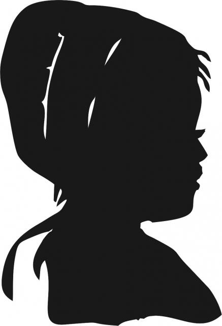 Amish Girl Portrait Silhouette Laser Cut Appliques (Size: with FUSIBLE - 5.5"H, Direction: facing right)