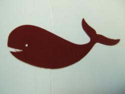 Whale Laser Cut Appliques (Size: with FUSIBLE - 6"W, Color: Red  , Direction: Facing left)