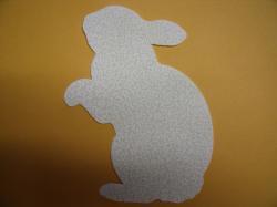 Easter Rabbit Laser Cut Appliques (Size: with FUSIBLE - 5"H, Color: Floral - Whtie  , Direction: Facing right)