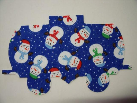 Christmas Train Tank Car Laser Cut Appliques (Size: 6"H, Color: Blue Snowmen)