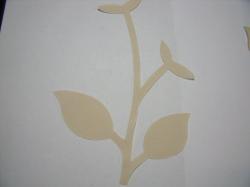 Flower Stem w/Leaf Large Laser Cut Appliques (Size: normal, Color: Tan/Beige )