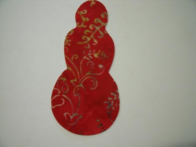 Christmas Snowman Laser Cut Appliques (Size: with FUSIBLE - 4"H, Color: Red Filigree)