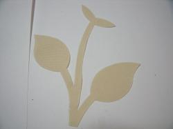 Flower Stem w/Leaf Small Laser Cut Appliques (Size: 4.5"H, Color: Tan/Beige )