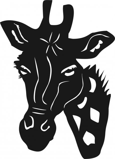 Giraffe Head Laser Cut Appliques (Size: with FUSIBLE - 9"H, Direction: facing left)