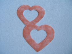 Double Nested Heart Laser Cut Appliques (Size: 4"H, Color: Tonal - Peach  )