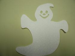 Halloween Happy Ghost Laser Cut Appliques (Size: 5"H, Color: Floral - White )