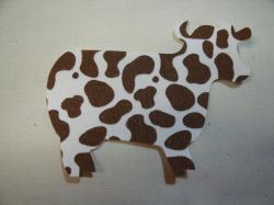 Cow Laser Cut Appliques (Size: with FUSIBLE - 5"W, Color: Print - Spotted Brown, Direction: Facing right)