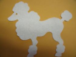Poodle Laser Cut Appliques (Size: with FUSIBLE - 6"H, Color: Floral - White  , Direction: Facing left)