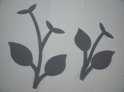 Flower Stem w/Leaf Laser Cut Applique Sets (Size: with FUSIBLE , Color: Gray)