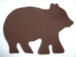 Bear Laser Cut Appliques  (Size: with FUSIBLE - 4"W, Color: Brown , Direction: Facing right)