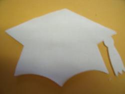 Graduation Cap - colors Laser Cut Appliques (Size: 6"W, Color: White  )