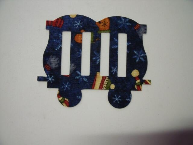 Christmas Train Zoo Car Laser Cut Appliques (Size: 5"H, Color: Blue Hats & Mittens )