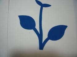 Flower Stem w/Leaf Small Laser Cut Appliques (Size: with FUSIBLE - 4.5"H, Color: Blue )