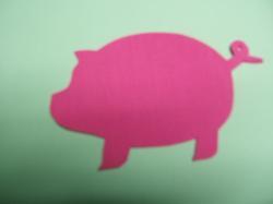 Pig Laser Cut Appliques (Size: with FUSIBLE - 6"W, Color: Hot Pink, Direction: Facing left)
