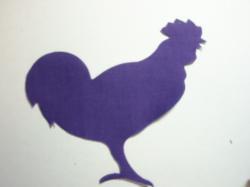 Rooster Die Cut Appliques (Size: with FUSIBLE - 5"W, Color: Purple  , Direction: Facing right)
