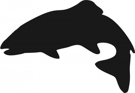 Fish - Trout Silhouette Laser Cut Appliques (Size: with FUSIBLE - 9"W, Direction: jumping left)