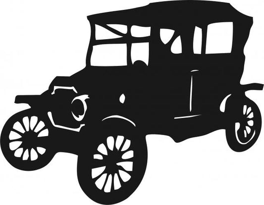Antique Vintage 1910's Sedan Silhouette Laser Cut Appliques (Size: 9"HW, Direction: facing left)