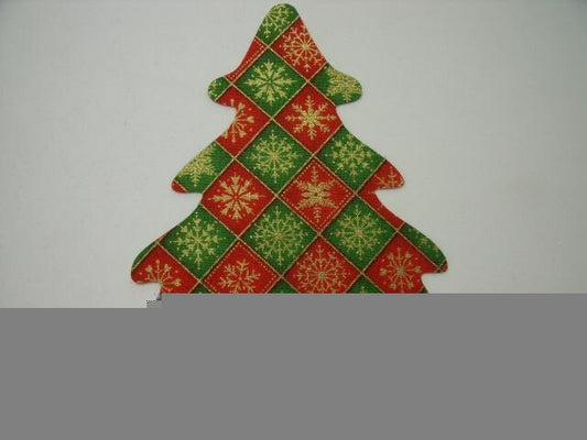 Christmas Tree Laser Cut Appliques (Size: 4"H, Color: Green & Red Metallic Snowflakes)