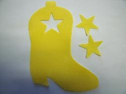 Cowboy Boot Laser Cut Appliques (Size: 4"H, Color: Yellow , Direction: Facing right)