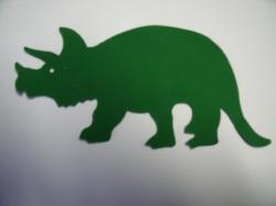 Dinosaur - Triceratops Laser Cut Appliques (Size: with FUSIBLE - 6"W, Color: Green  , Direction: Facing right)