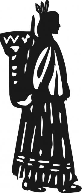 Native American Maiden Silhouette Laser  Cut Appliques (Size: 9"H, Direction: facing right)