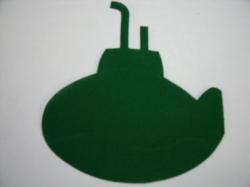Submarine Die Cut Appliques   (Size: WITH Backing - 4"H, Color: Green  , Direction: Facing left)