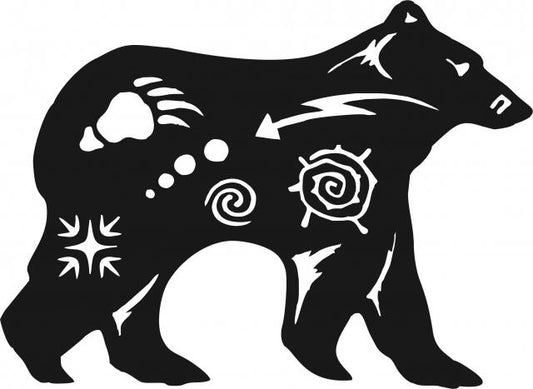 Bear Symbol Silhouette Laser Cut Appliques (Size: 8"W, Color: Black facing right)