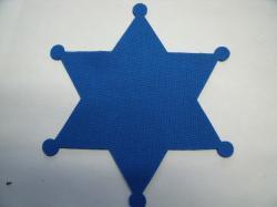 Badge Laser Cut Appliques (Size: with FUSIBLE - 5"H, Color: Blue )
