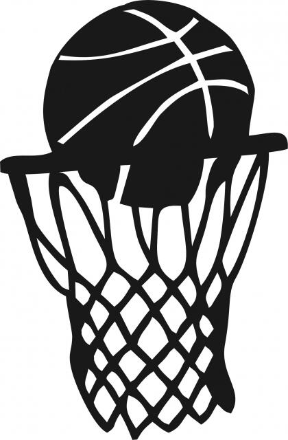Basketball in Net Laser Cut Appliques (Size: with FUSIBLE - 8"H, Color: Black)