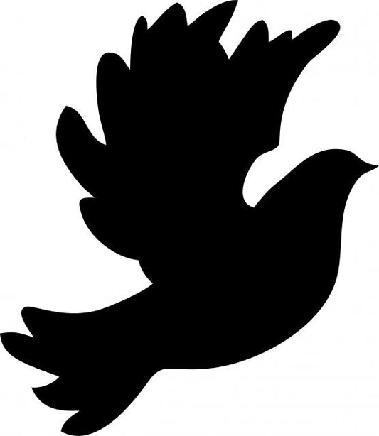 Dove Laser Cut Appliques (Size: WITH Backing - 10"H, Color: Black facing right)