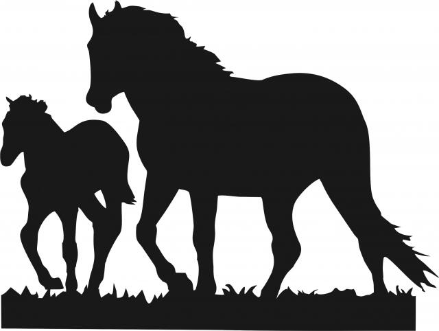 Horse - Stallion & Colt Laser Cut Silhouettes  (Size: with FUSIBLE - 8"W, Direction: facing left)