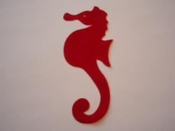 Seahorse Laser Cut Appliques (Size: with FUSIBLE - 4"H	, Color: Red  , Direction: Facing right)