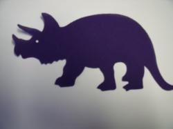 Dinosaur - Triceratops Laser Cut Appliques (Size: 7"W, Color: Purple , Direction: Facing left)