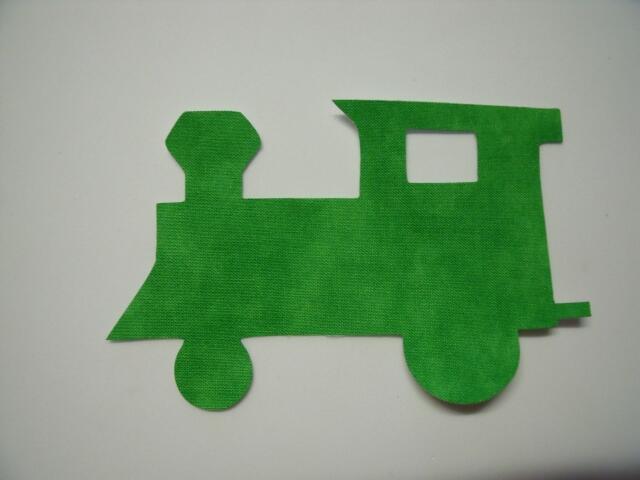 Christmas Train Locomotive Laser Cut Appliques (Size: 4"H, Color: Tonal - Green, Direction: Facing right)