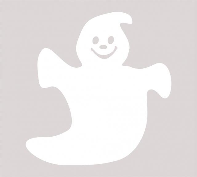 Halloween Happy Ghost Laser Cut Appliques (Size: with FUSIBLE - 6"H, Color: White  )
