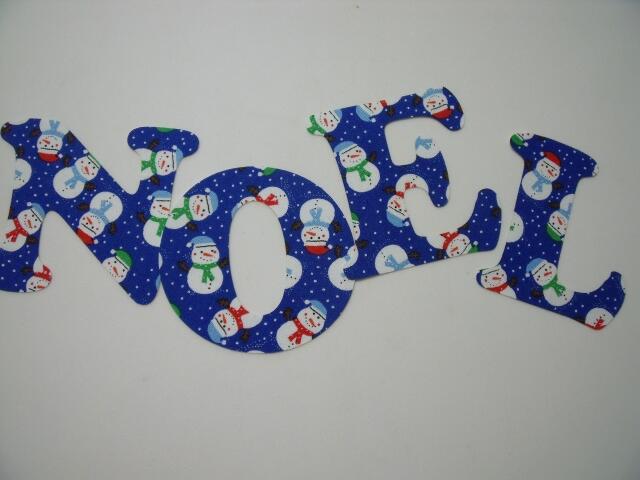Christmas NOEL Letters Laser Cut Appliques (Size: 5"H, Color: Blue Snowmen)
