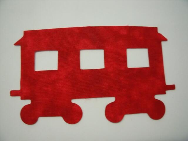 Christmas Train Passenger Car Laser Cut Appliques (Size: with FUSIBLE - 5"H, Color: Tonal - Red)