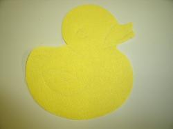 Rubber Duckie Laser Cut Appliques (Size: WITH Backing - 4"H	, Color: Yellow , Direction: Facing left)