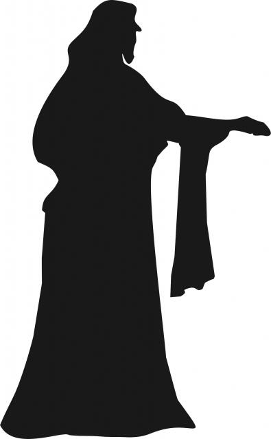 Jesus Silhouette Laser Cut Silhouettes (Size: with FUSIBLE - 9"H, Color: Black facing right)