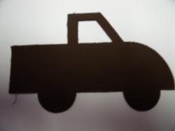 Truck Laser Cut Appliques (Size: WITH Backing - 5"W, Color: Brown , Direction: Facing right)