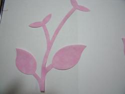 Flower Stem w/Leaf Large Laser Cut Appliques (Size: with FUSIBLE - , Color: Tonal - Pastel Pink)