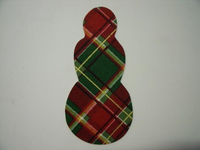Christmas Snowman Laser Cut Appliques (Size: with FUSIBLE - 5"H, Color: Red & Green Plaid)
