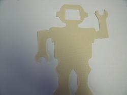 Robot Laser Cut Appliques (Size: with FUSIBLE - 4"H, Color: Tan/Beige )