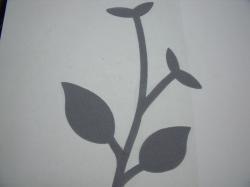 Flower Stem w/Leaf Large Laser Cut Appliques (Size: with FUSIBLE - , Color: Gray )